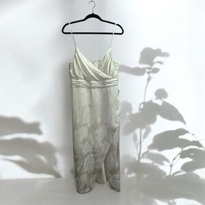 Express Green Ruched Spaghetti Strap Midi Dress